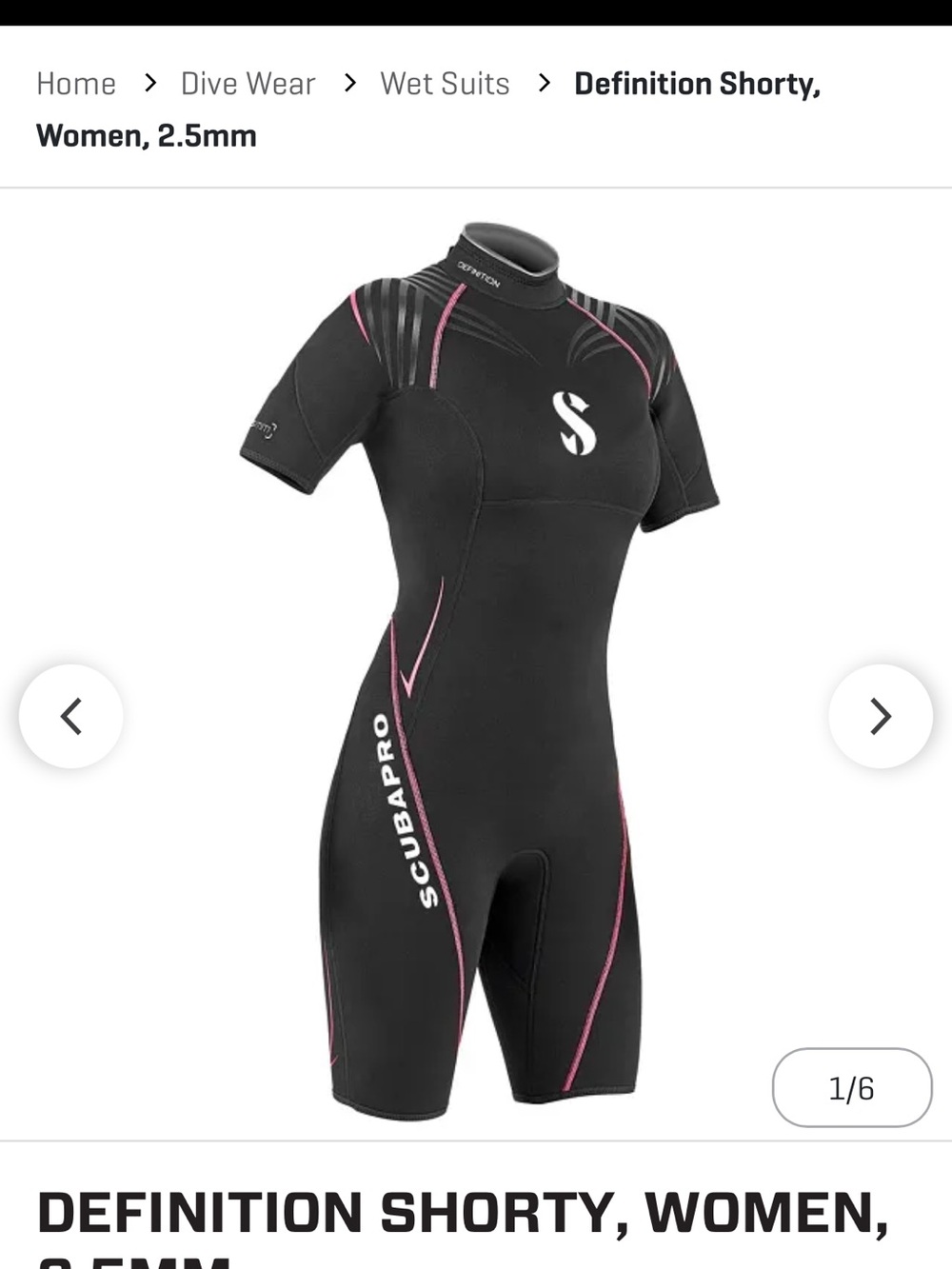 Definition Shorty 2.5mm Women's Wetsuit - Black with Pink Trim